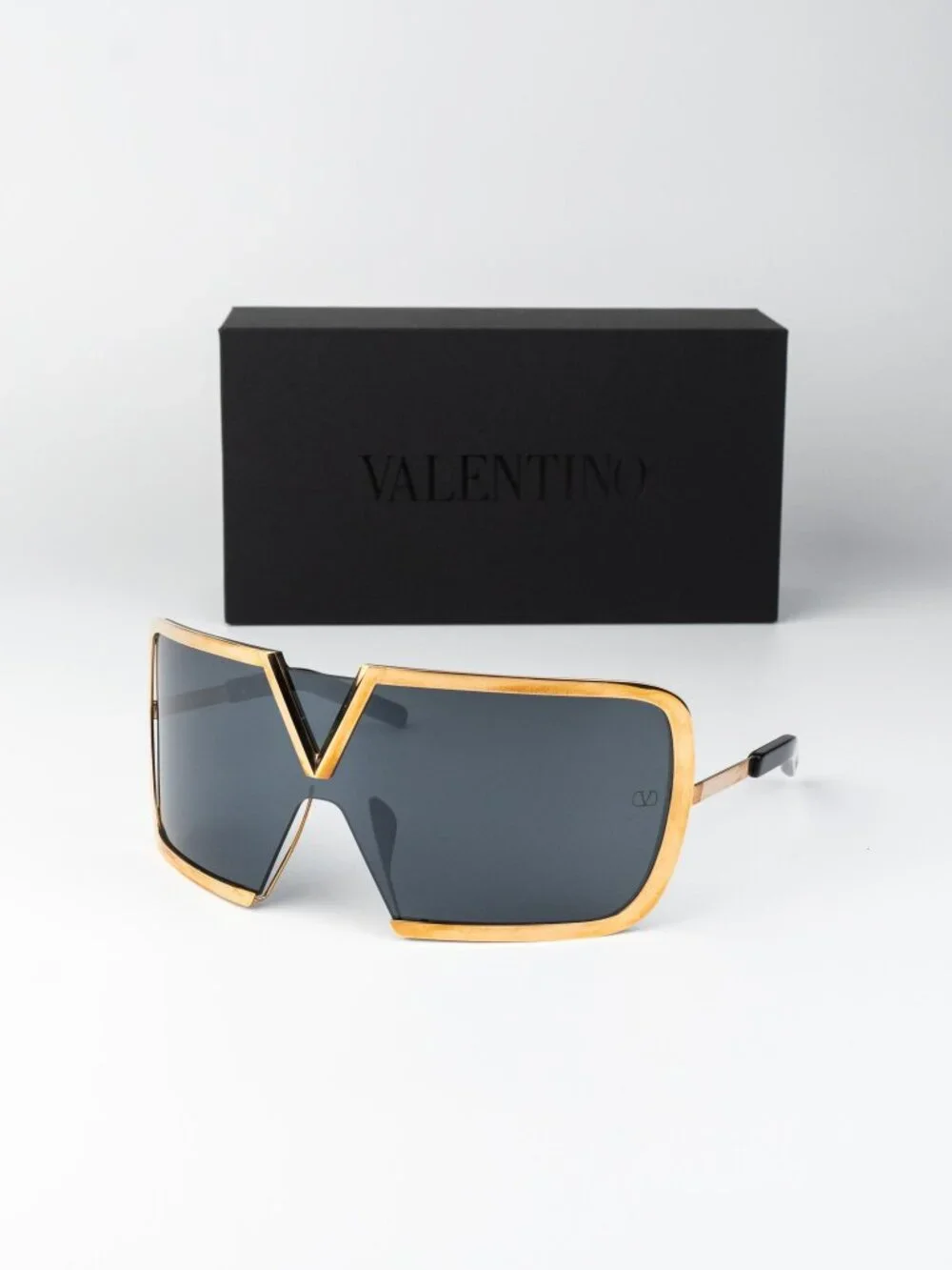 Valentino Women Sunglasses Titanium Gold Grey Mask V-ROMASK VLS-120A 146